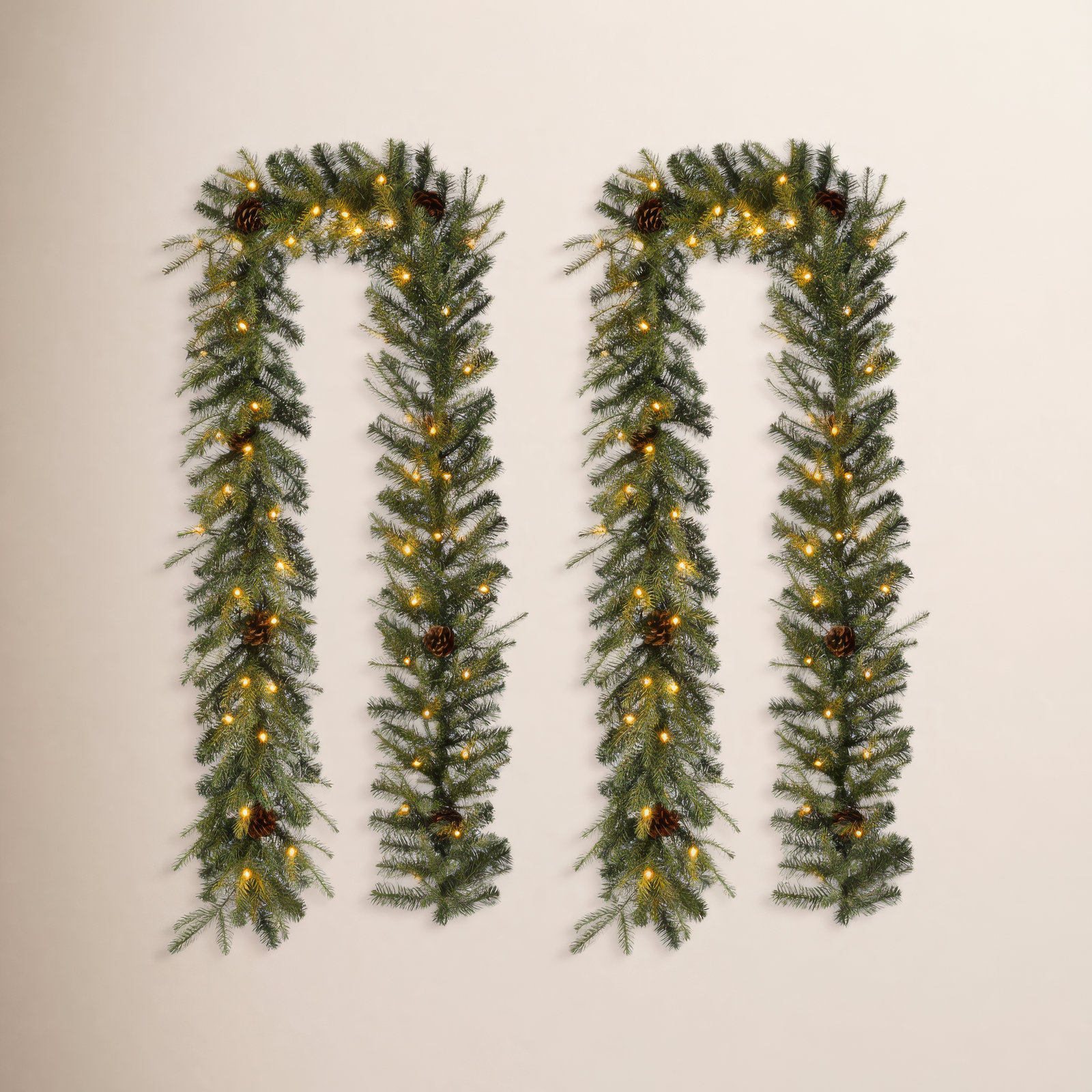 Soperton 9ft Greenery Christmas Garland With Lights