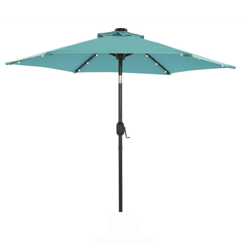 Parasol de marché lumineux 7,5 pi Atanase, Bleu lac, H 84 po x l 86,6 po x P 86,6 po