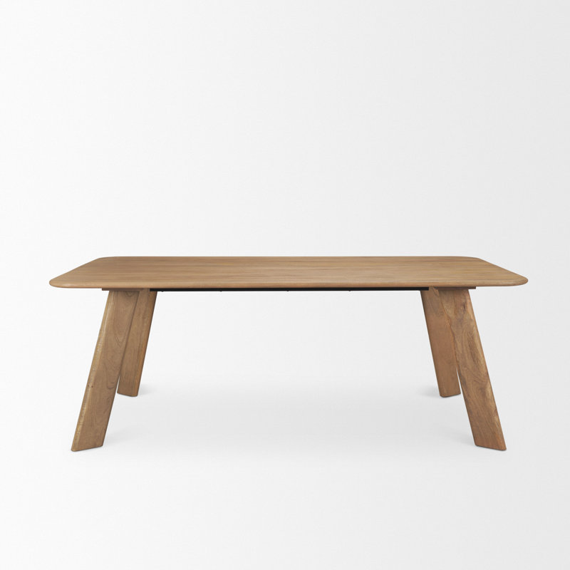 Wood Rectangular Dining Table, 30"H x 84"L x 42"W, Medium Yellow Wood