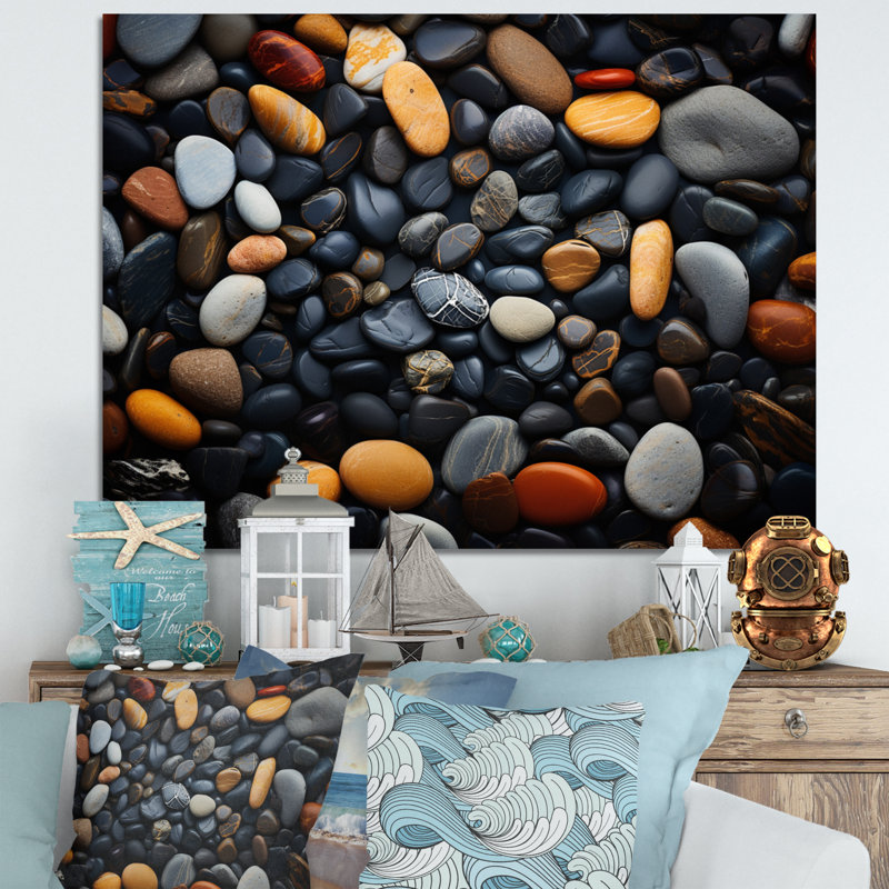 Motif de plage rocheuse III sur toile, H 12 po x l 20 po x P 1 po, Toile tendue