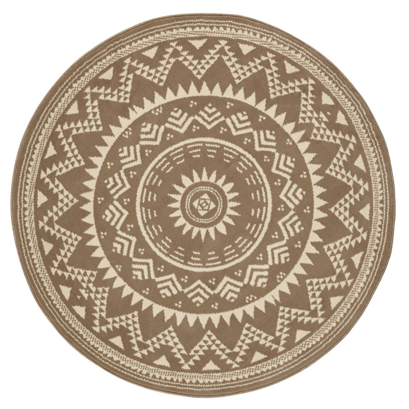 Celebration Valencia Flatweave Light Brown Rug, Round 200cm