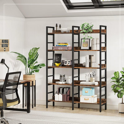 70.86” Tall 5-Tier Industrial Bookshelf
