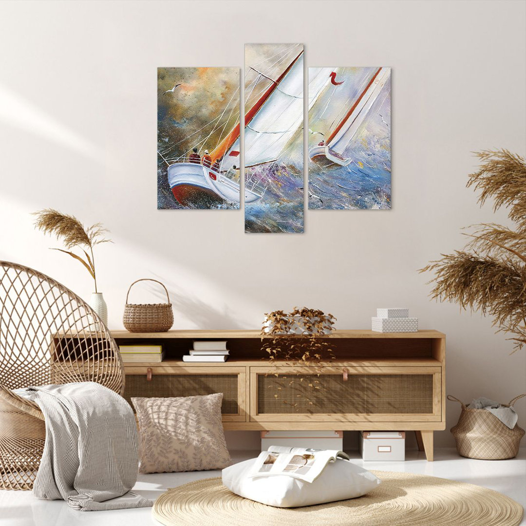 3-tlg. Leinwandbilder-Set Sailboat Image Regatta