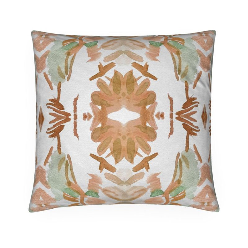 Wildflowers I Large Repeat Luxury Throw Pillow, Orange Floral, 22"H x 22"W