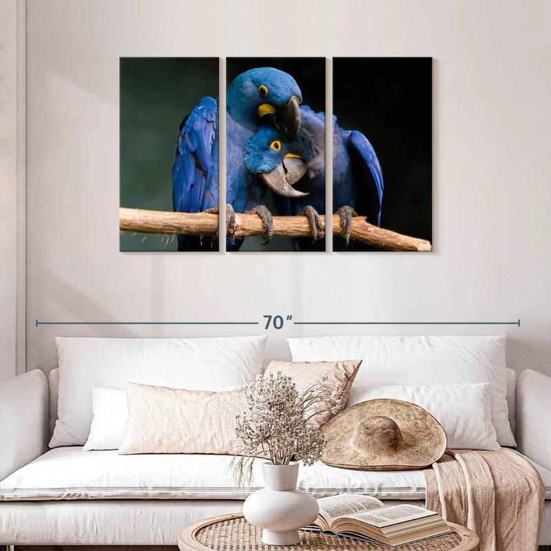 Brampt Hyacinth Blue Macaws, 28" H x 45" W