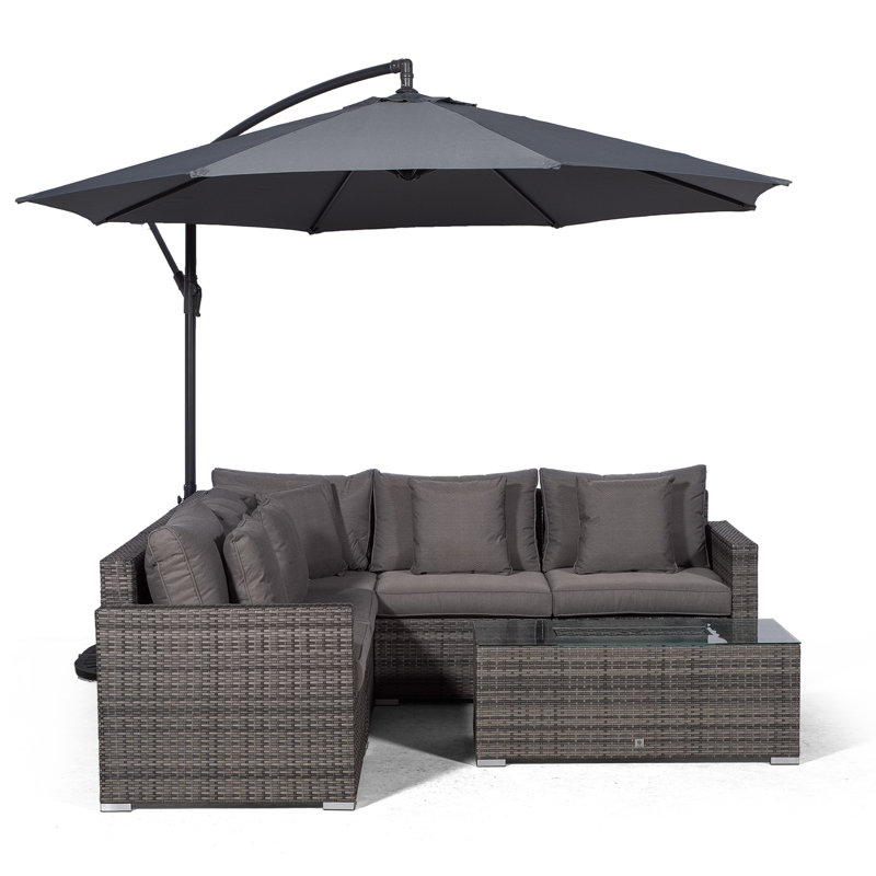 Yancey 5 Seater Rattan Corner Sofa Set, Grey