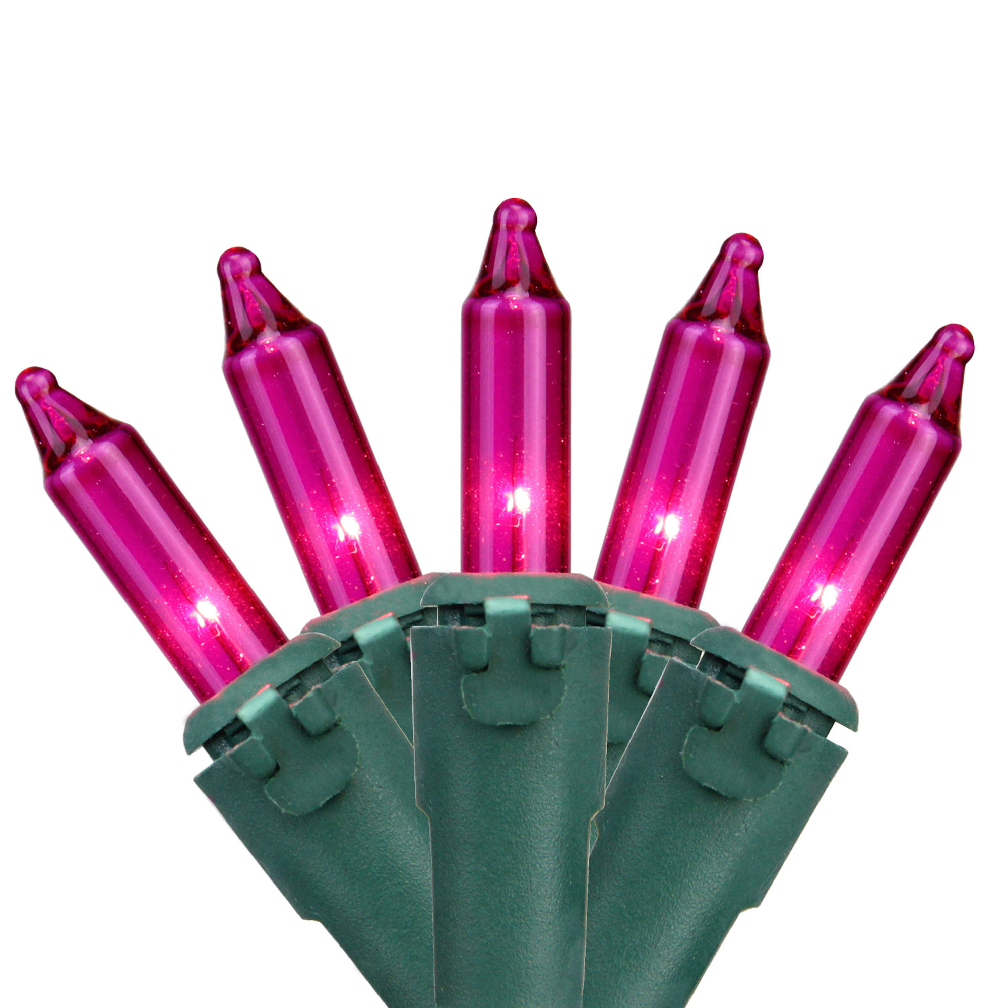 Mini Christmas Lights -  Wire Set, 23' L, Pink/Green
