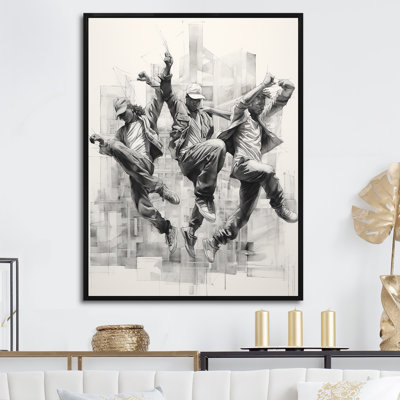 «Hip Hop Dance II» noir et blanc sur toile