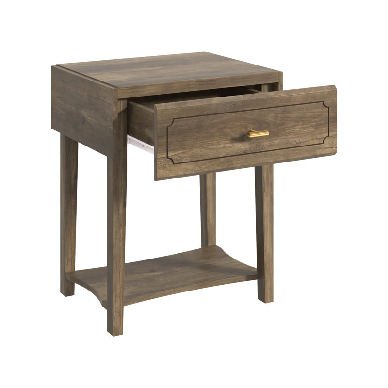 Walter 1 Drawer Nightstand with Shelf, Brown
