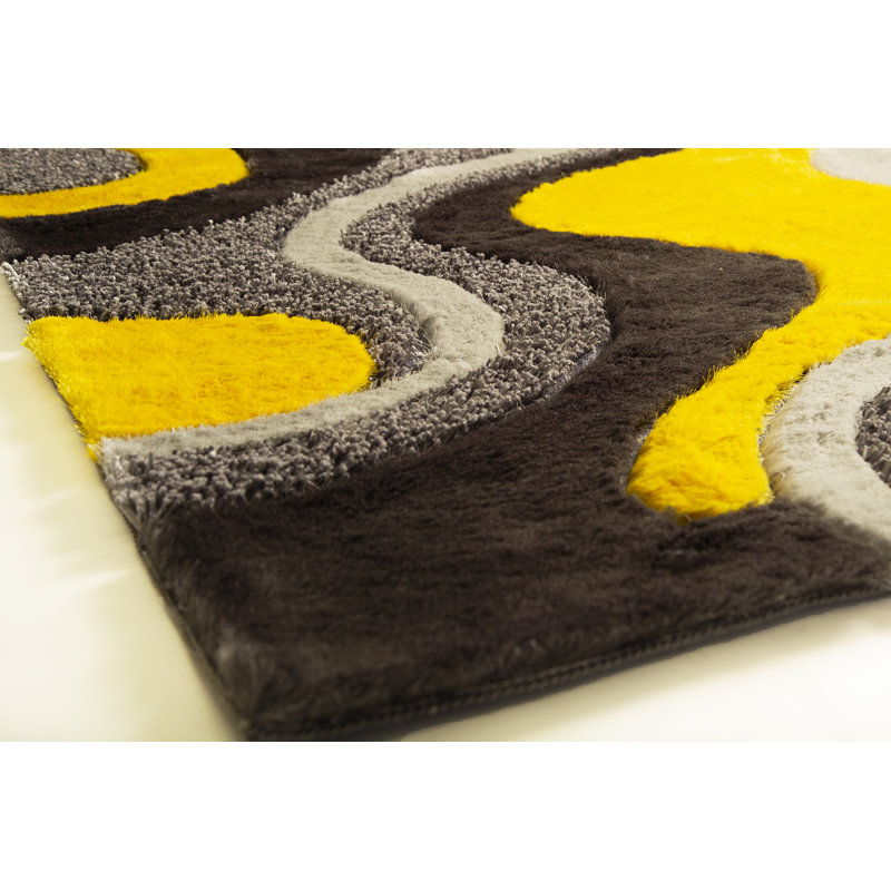 Tapis gris / jaune touffeté à la main Nevin