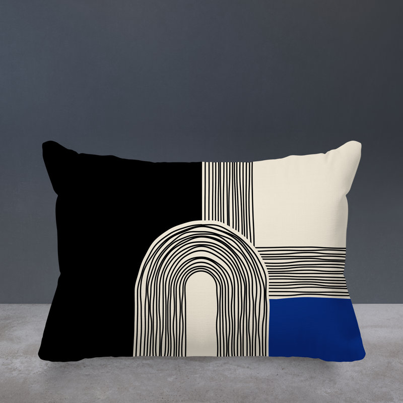 Housse et insert de coussin rectangulaire intérieur / extérieur Cassie, Bleu marine, H 18 po x l 25 po