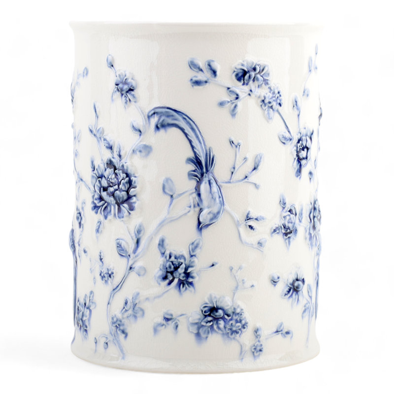 2 Gallons Waste Bin, Blue/White