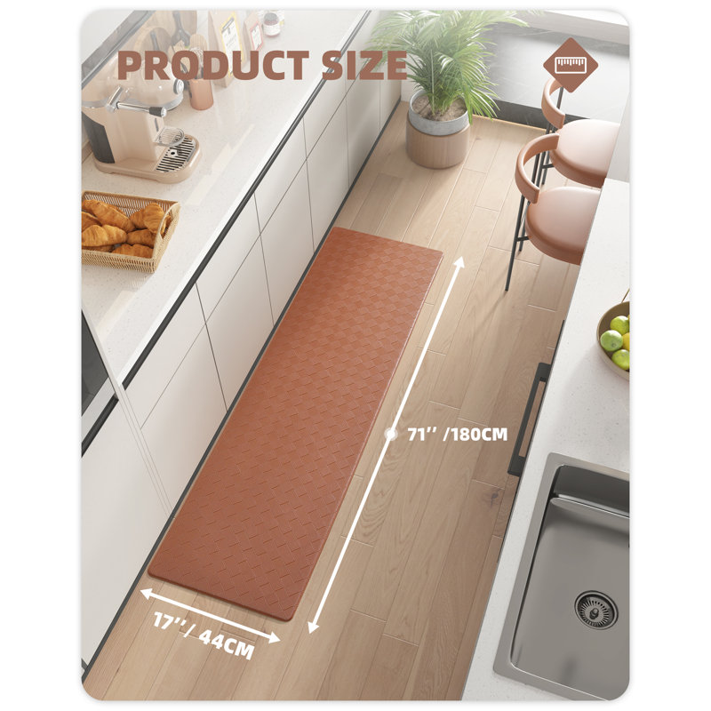 Tapis de cuisine antidérapant Devarian, Brun, Tapis de couloir 1 pi 4 po x 5 pi 9 po
