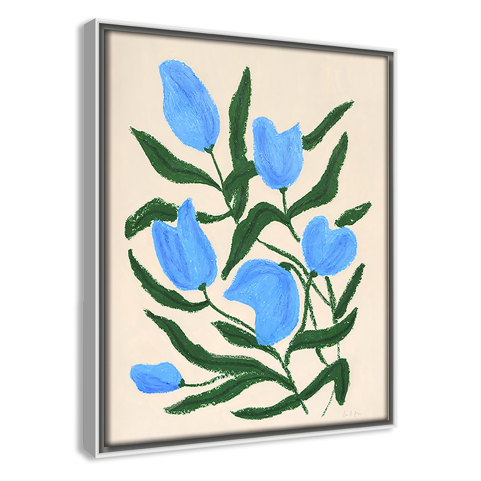 Blue Tulips Print by Camilla Bergqvist, 11.5" H x 9.5" W, White