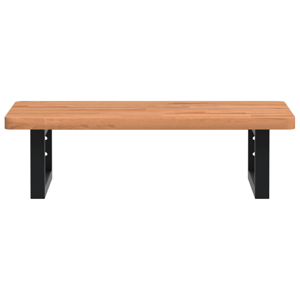 Basin Shelf Wall Mounted Steel And Solid Wood Beech