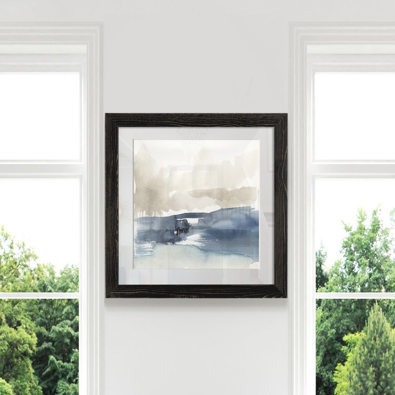 Fog on the horizon IV-reproduction d’art sur papier encadrée, H 21 po x l 21 po x P 1 po, Cadre noir