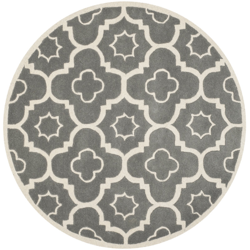 Carolene Hand Tufted Wool Geometric Rug, Round 3'