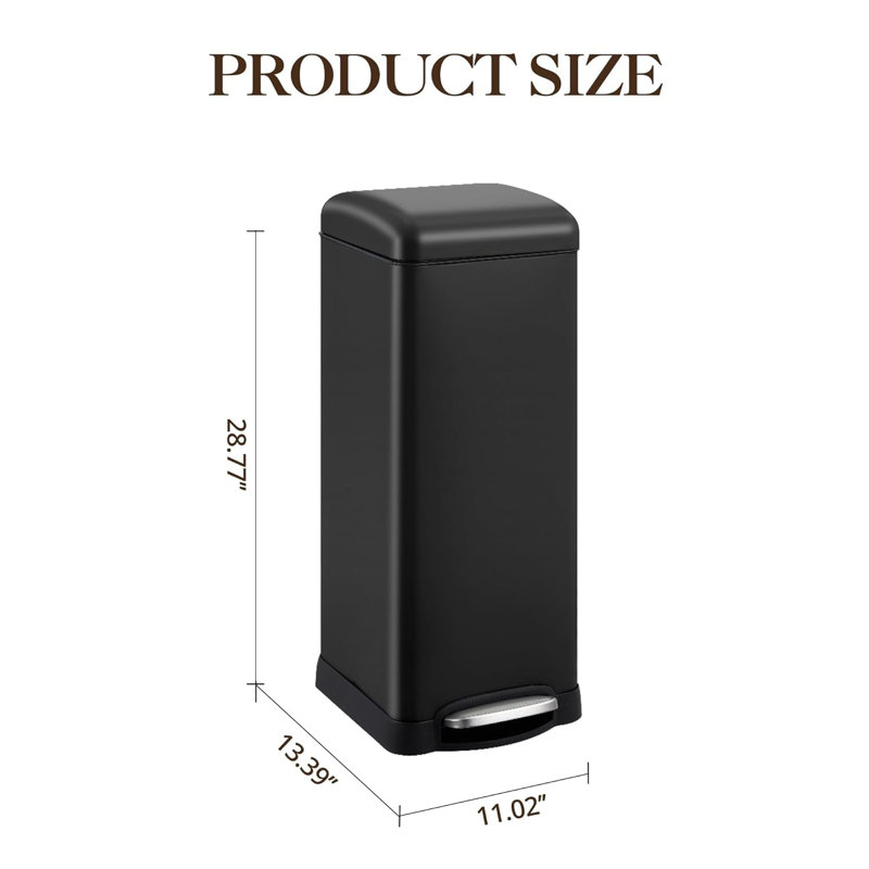 Poubelle de cuisine à pédale 8 gallons / 30 L, Noir