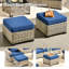 Ensemble de conversation en osier pour 5 personnes avec coussins et repose-pieds Dzion-1346991184