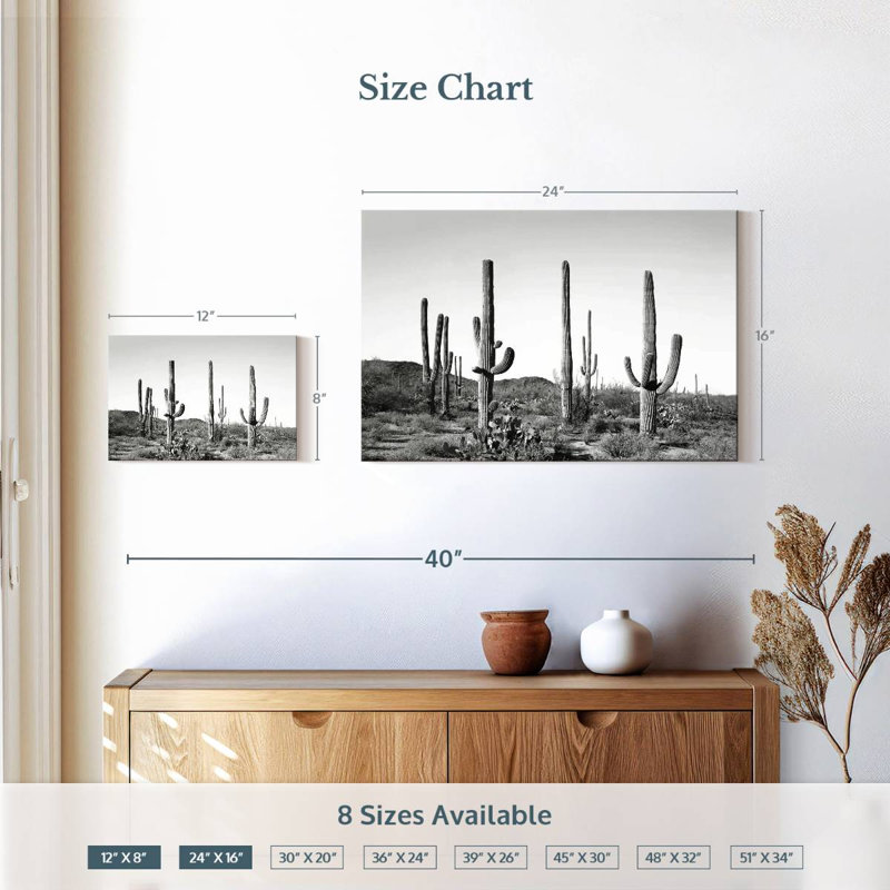 Cactus gris, H 16 po x l 24 po