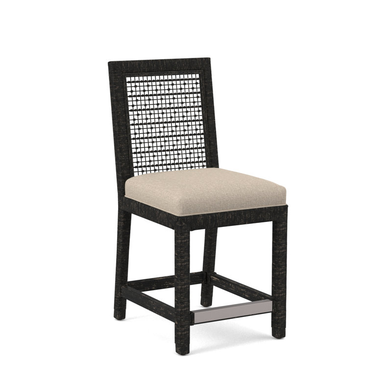 Pine Isle Upholstered Stool, Antique Black, Eggshell Crypton Performance
