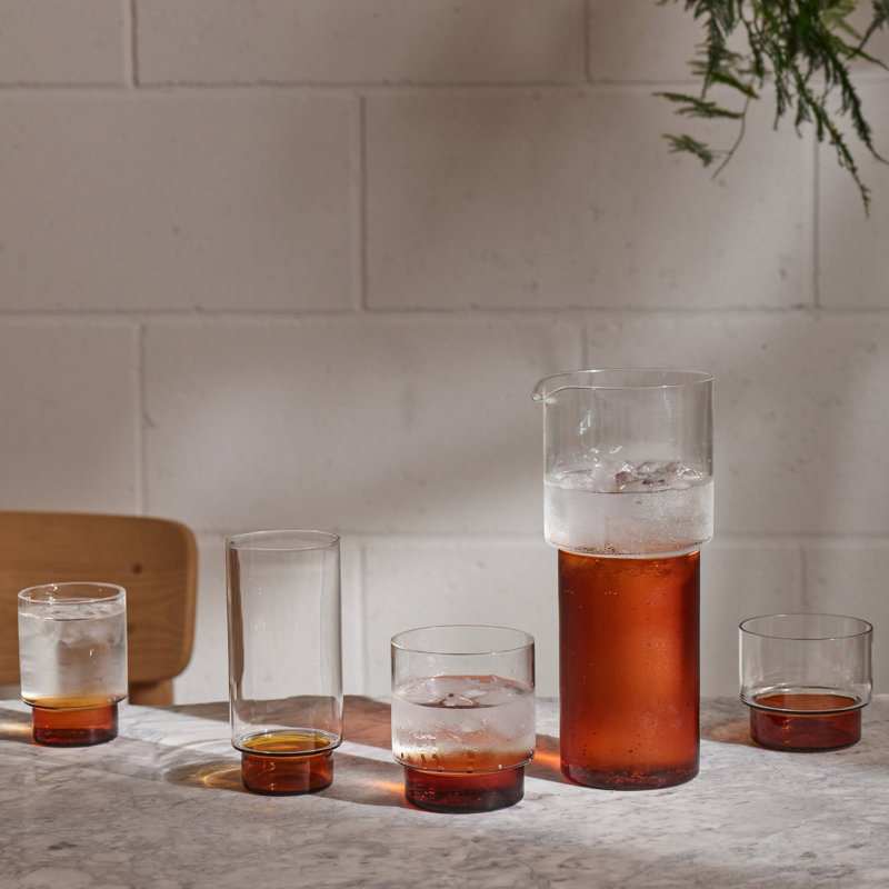 Water / Beer Glass (Set of 2), Clear/Orange
