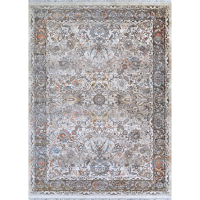 Temaka Floral Kashan Beige-Mocha Area Rug