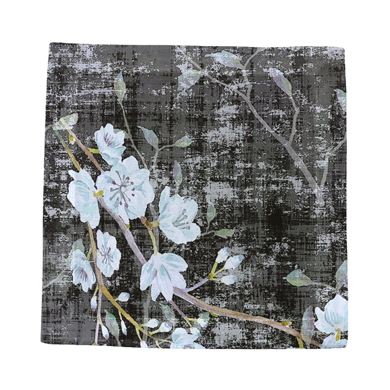 Blossom Fantasia Cotton Sateen Cocktail Napkins, Black/Blue