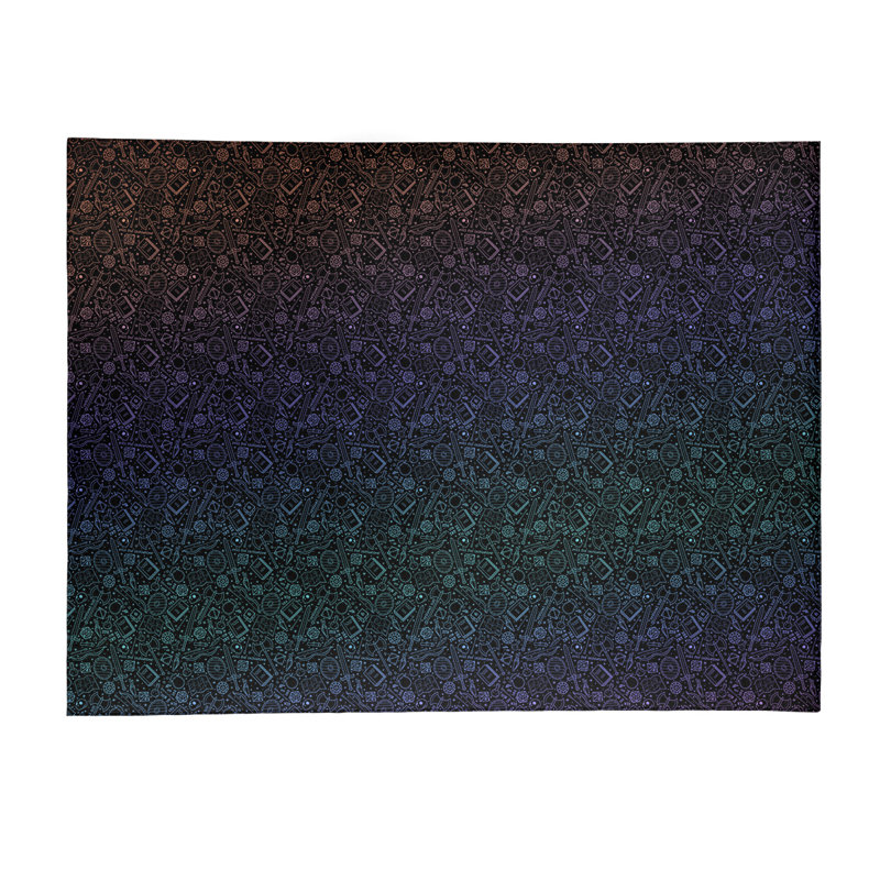 Tapis noir/mauve/vert zone, Rectangle 5 pi x 7 pi