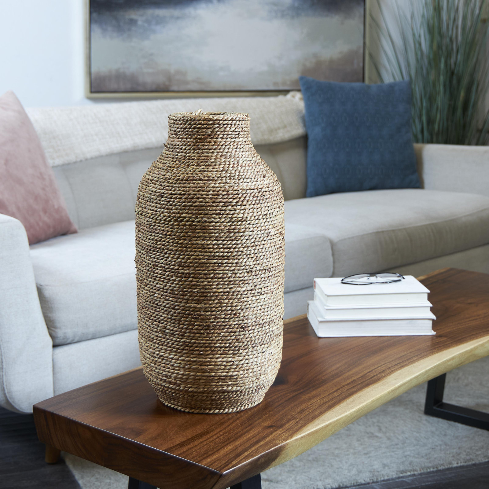 Fez Handmade Seagrass Table Vase, 19.05" H x 9.75" W x 9.75" D