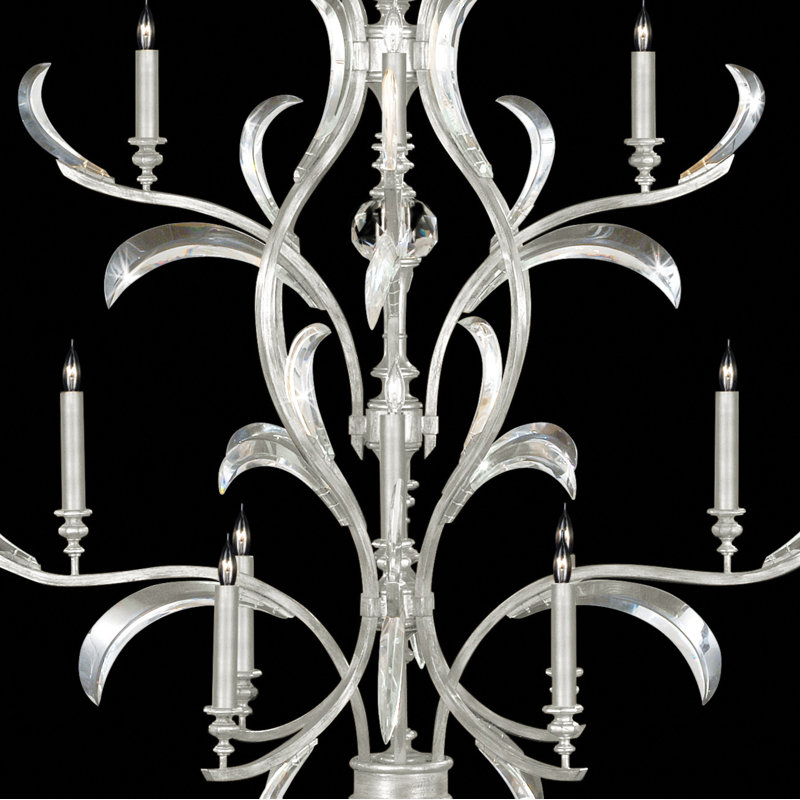Beveled Arcs 16 - Light Chandelier, Silver Leaf