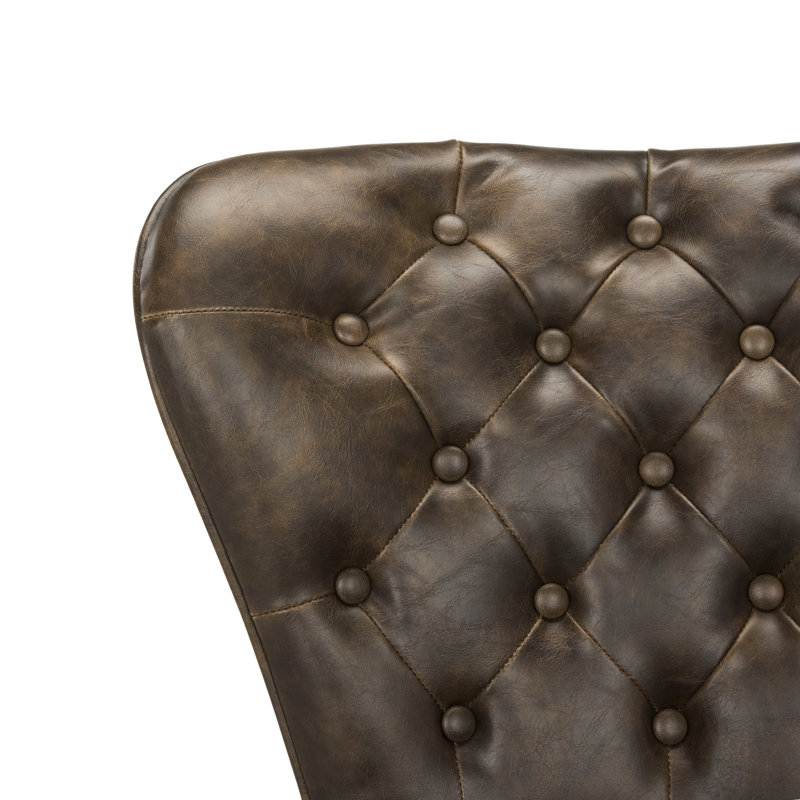 Rickman Upholstered Counter Stool with Metal Frame, Brown, Counter Stool (25.98" Seat Height)