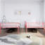 Lit superposé avec échelle et garde-corps haut, capable de se diviser, lit superposé en métal, espace de rangement, silencieux, lit simple au-dessus d'un lit simple, rose-582930179