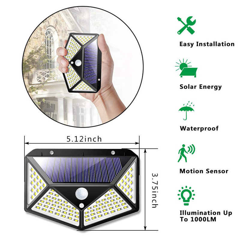 LED Solar Power Dusk to Dawn Outdoor Security Area Light with Motion Sensor (Pack of 2)