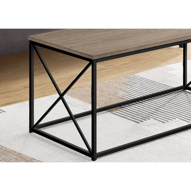 Table basse en taupe et métal noir 41 po Gracie Mills - Bois industriel, H 18 po x l 40,5 po x P 20 po, Gray / Brown, Bois