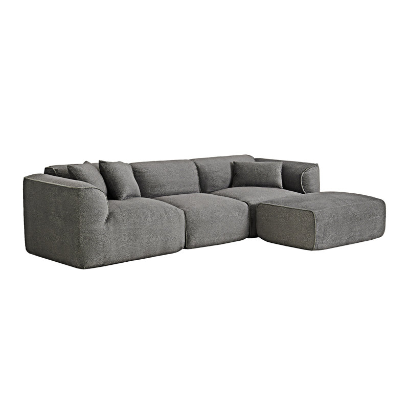 Canapé modulaire rembourré avec repose-pieds, Gris