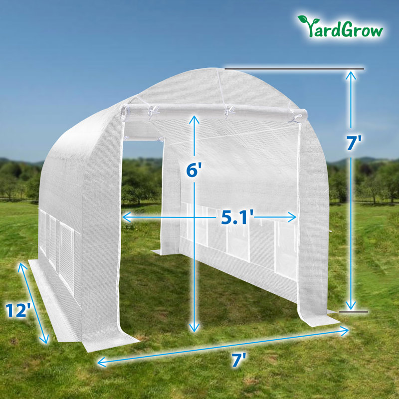 Greenhouse Replacement Cover White Color for 12'X7'X7' Walk in Frame , Support Arch Frame Climbing Plants/Flowers/Vegetables （Only Cover, Frame is not Included)
