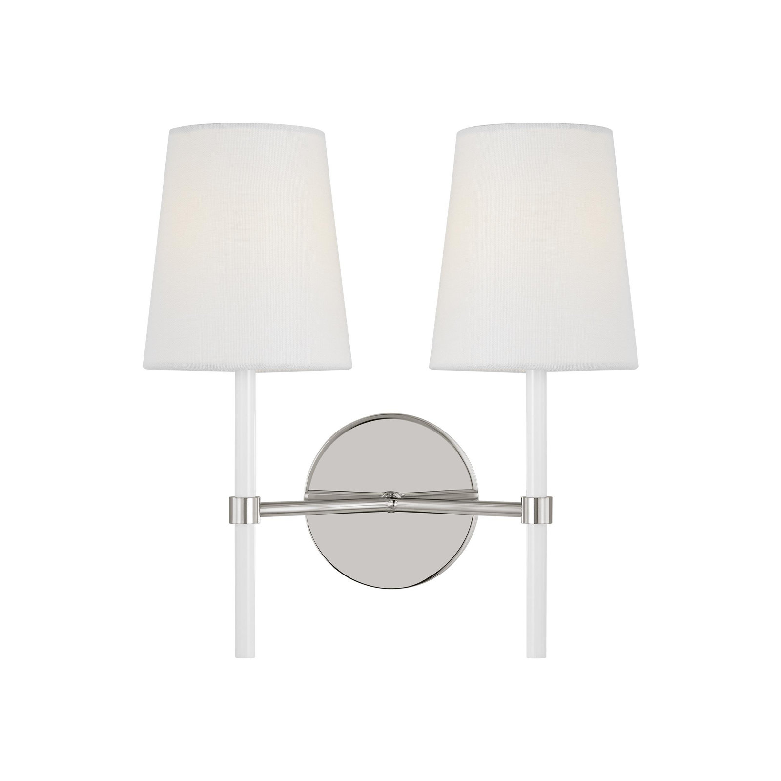 Tegan 2 Light Dimmable Armed Sconce, Polished Nickel