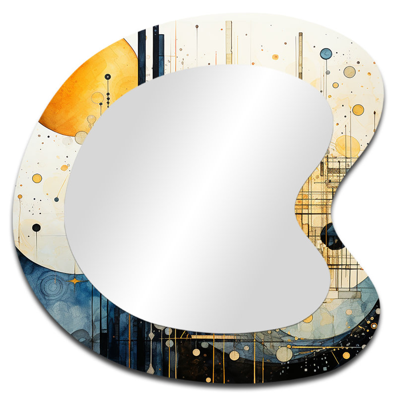Pleine lune musique montagnes - Miroir mural asymétrique moderne, 27 po x 27 po