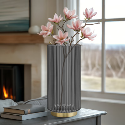 Aybars Ribbed Glass Hurricane Table Vase