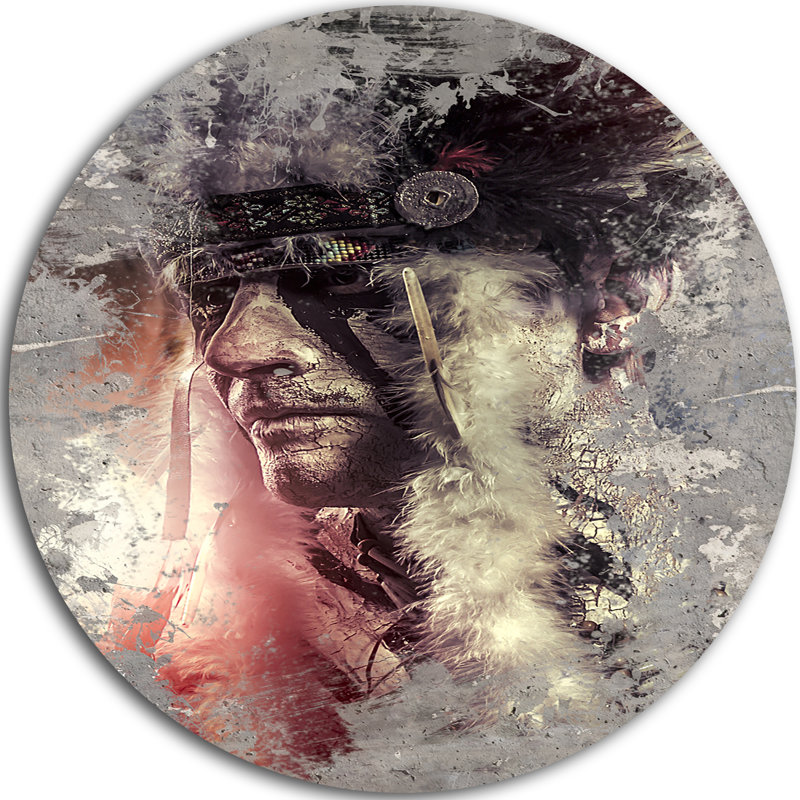 «Native American Indian Warrior», impression, H 23 po x l 23 po x P 1 po, Toile tendue avec châssis