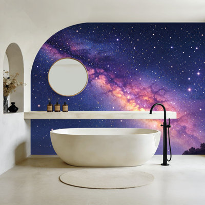Peel and Stick Wallpaper Milky Way Galaxy Wall Murals 100"H x 144"W Removable PVC Wall Paper Self-Adhesive Wall Decor for Bedroom Living Room Home Office