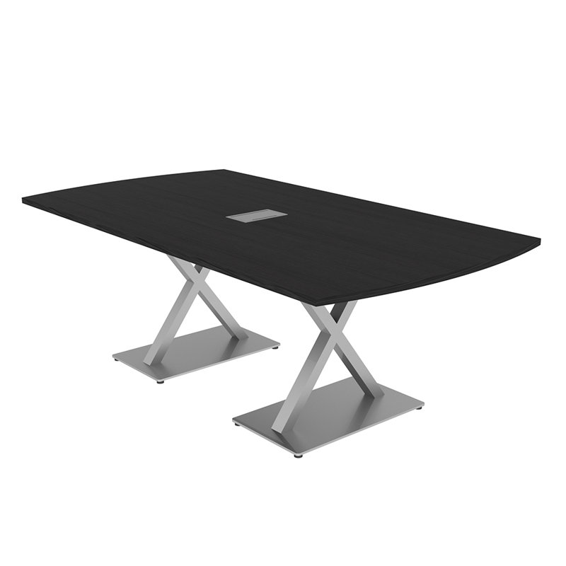 Table de conférence Pavert Arc Unité électrique, Argent, Cyprès noir, H 30 po x l 84 po x P 48 po