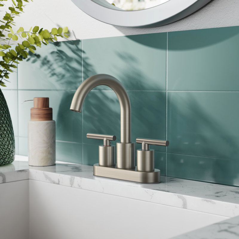 Robinet de salle de bain central avec ensemble de bonde et robinet à 2 poignées Celestine, Acier inoxydable
