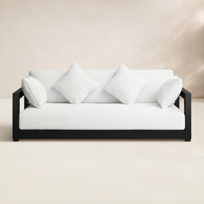 Melrose 76.55" Wide Outdoor Patio Sofa with Cushions