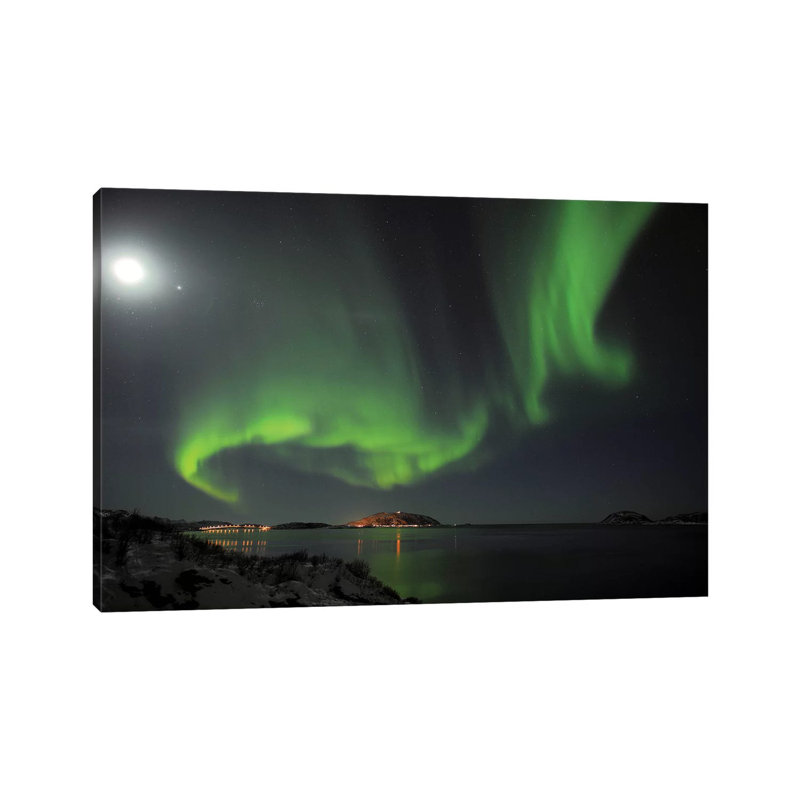 Full Moon And Northern Lights by Elmar Weiss - Wrapped Canvas Gallery-Wrapped Canvas Giclée, 20.32 cm H x 30.48 cm W