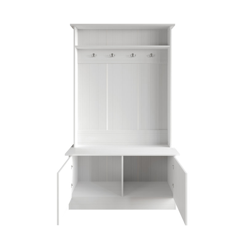 Logenita Hall Tree 39.96'' Wide with Bench, White