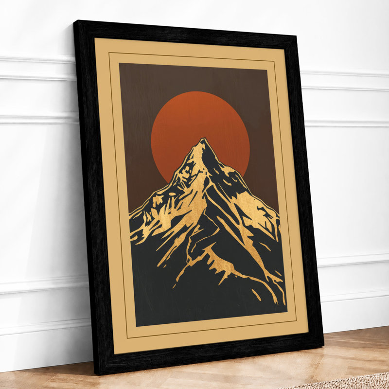 Mountain At Sunrise Japandi - Print, Black, A3 - 42.0 x 29.7 cm