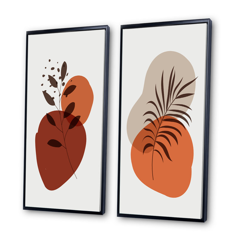 Minimalistic Abstract Designs in Retro Colors I - Ensemble de 2 peintures, H 40 po x l 40 po x P 1,5 po