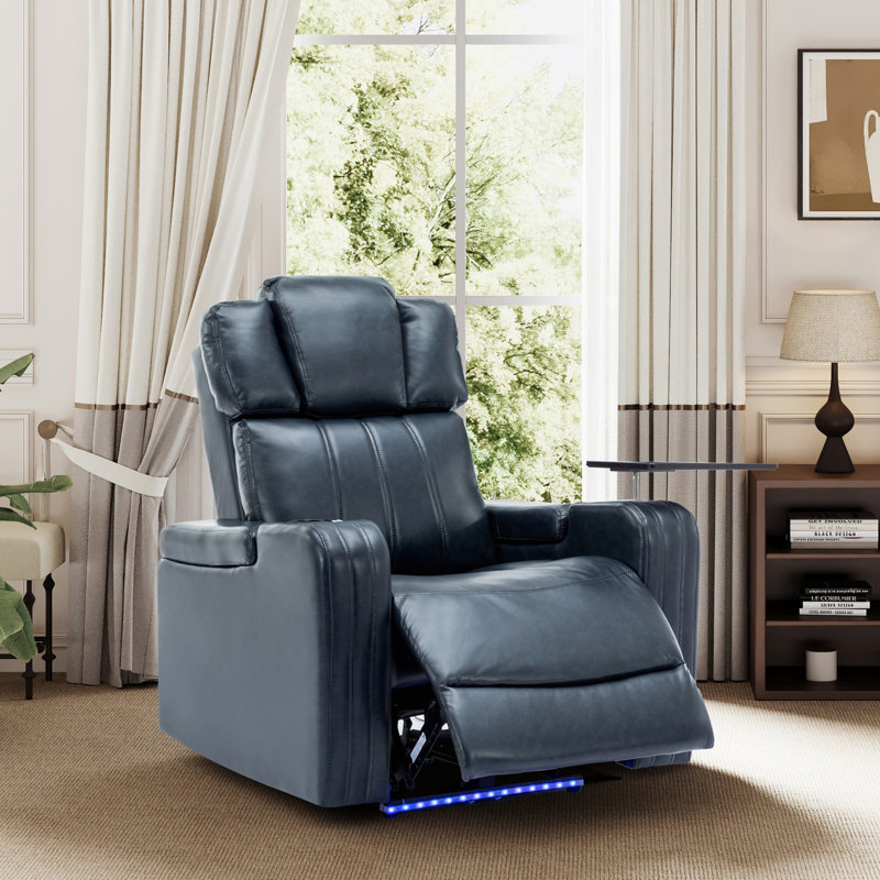 Fauteuil inclinable électrique avec porte-gobelet rafraîchissant, haut-parleur Bluetooth, lumières DEL, ports USB, table-plateau et rangement pour accoudoirs
